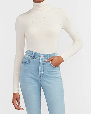 Embellished Turtleneck Tee | Express