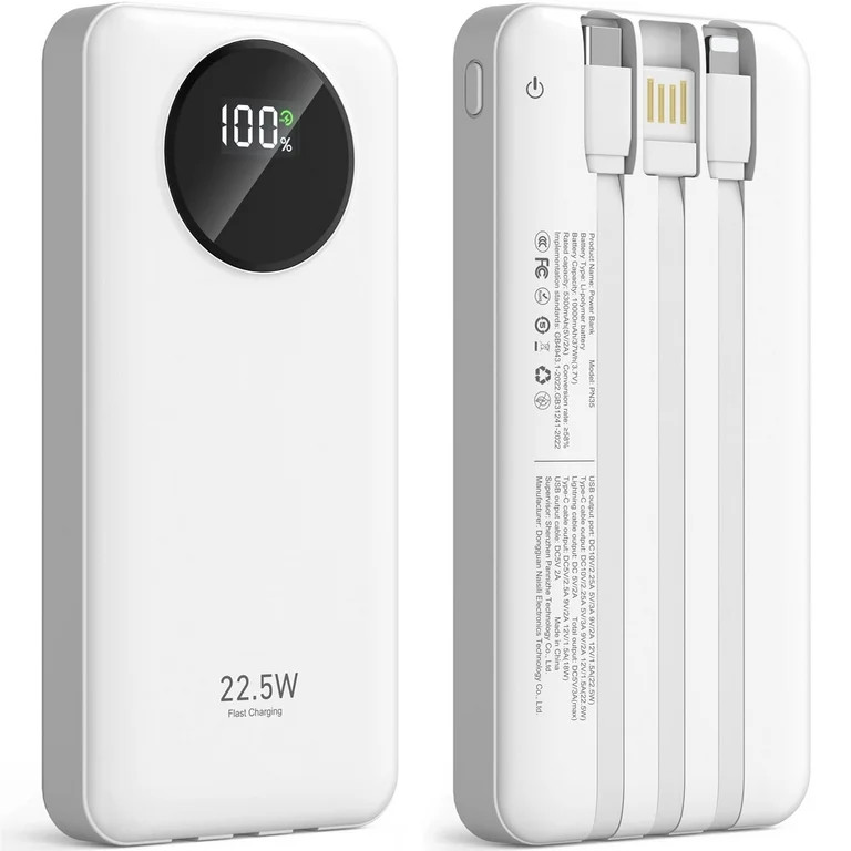 JIUMESS 10000mAh Power Bank 22.5W Portable Charger with Cables Compatible for iPhone & Android Ph... | Walmart (US)