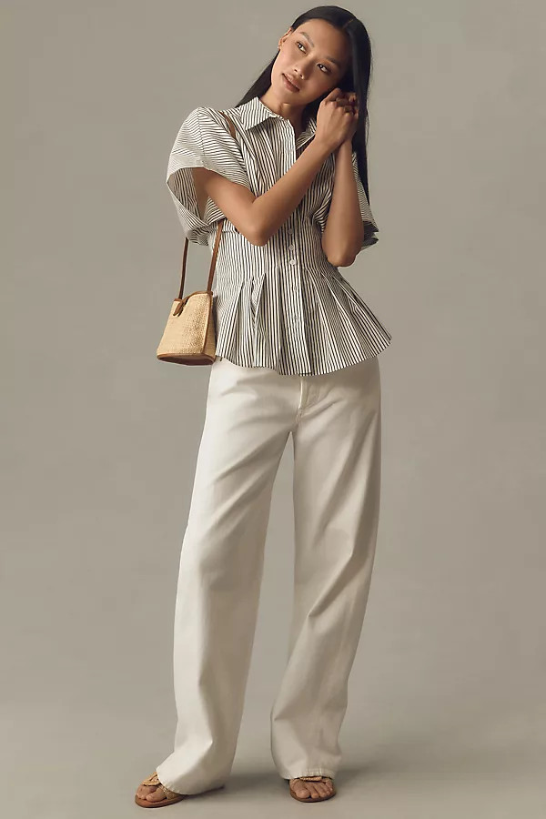 The Tobie Pleated Blouse by Exquise: Short-Sleeve Edition | Anthropologie (US)