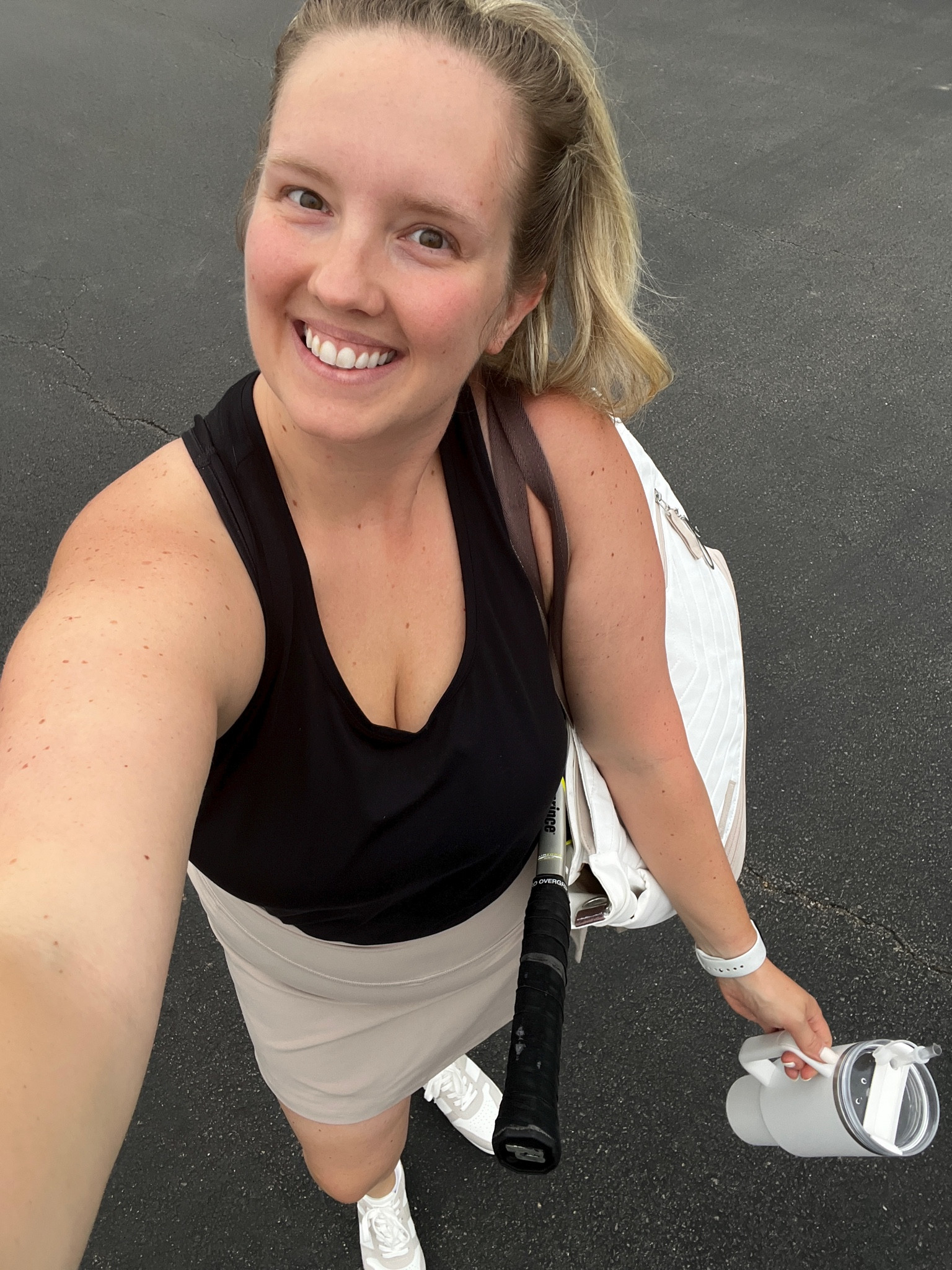 Neutral tennis skirt and tenniscore style. Not only do I play tennis but I LOVE the preppy style that comes with it. This all neutral look was a clean and put together style that o had to capture, even just in a quick selfie walking into the racquet club. Tennis bag is from Doubletake, exact one is on their site, tagged a similar one they sell on Amazon!

#LTKShoeCrush #LTKActive #LTKFitness