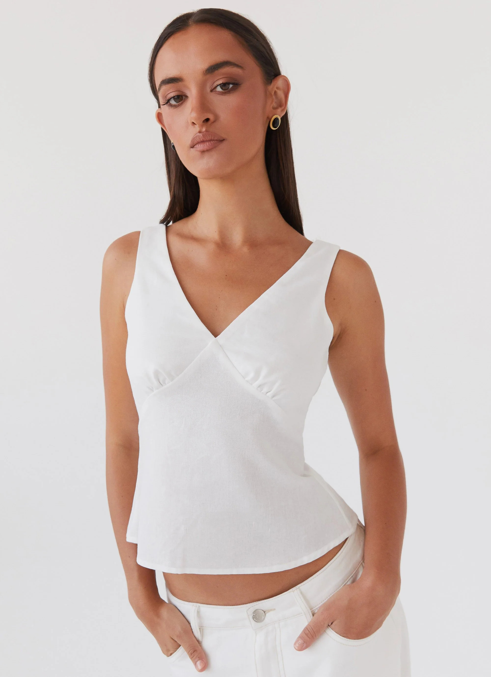 Nori Linen Top - White | Peppermayo (Global)