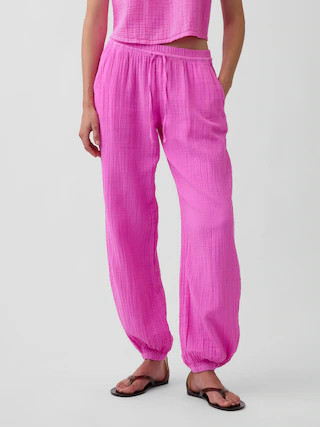 Cotton Gauze Barrel Joggers | Gap (CA)