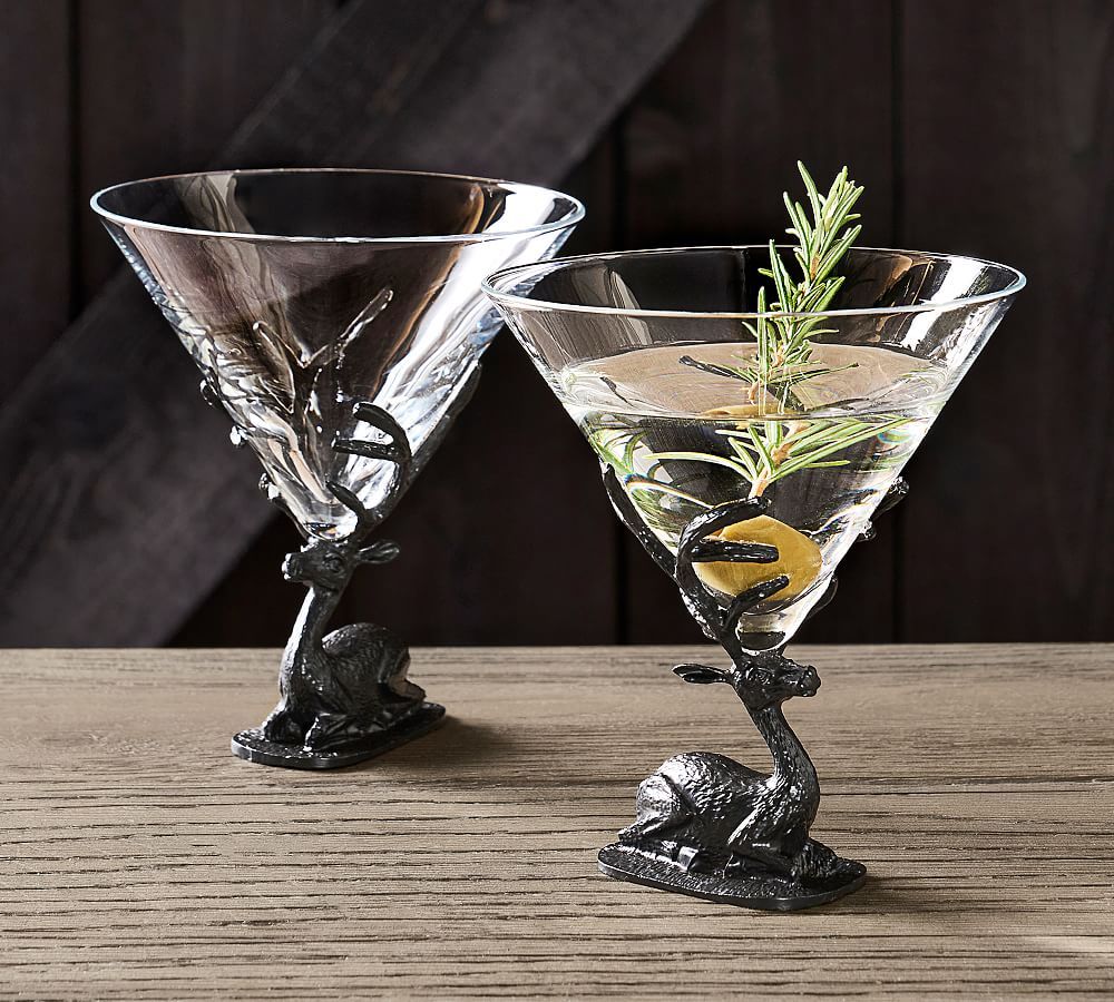 Figural Stag Martini Glasses - Set of 2 | Pottery Barn (US)