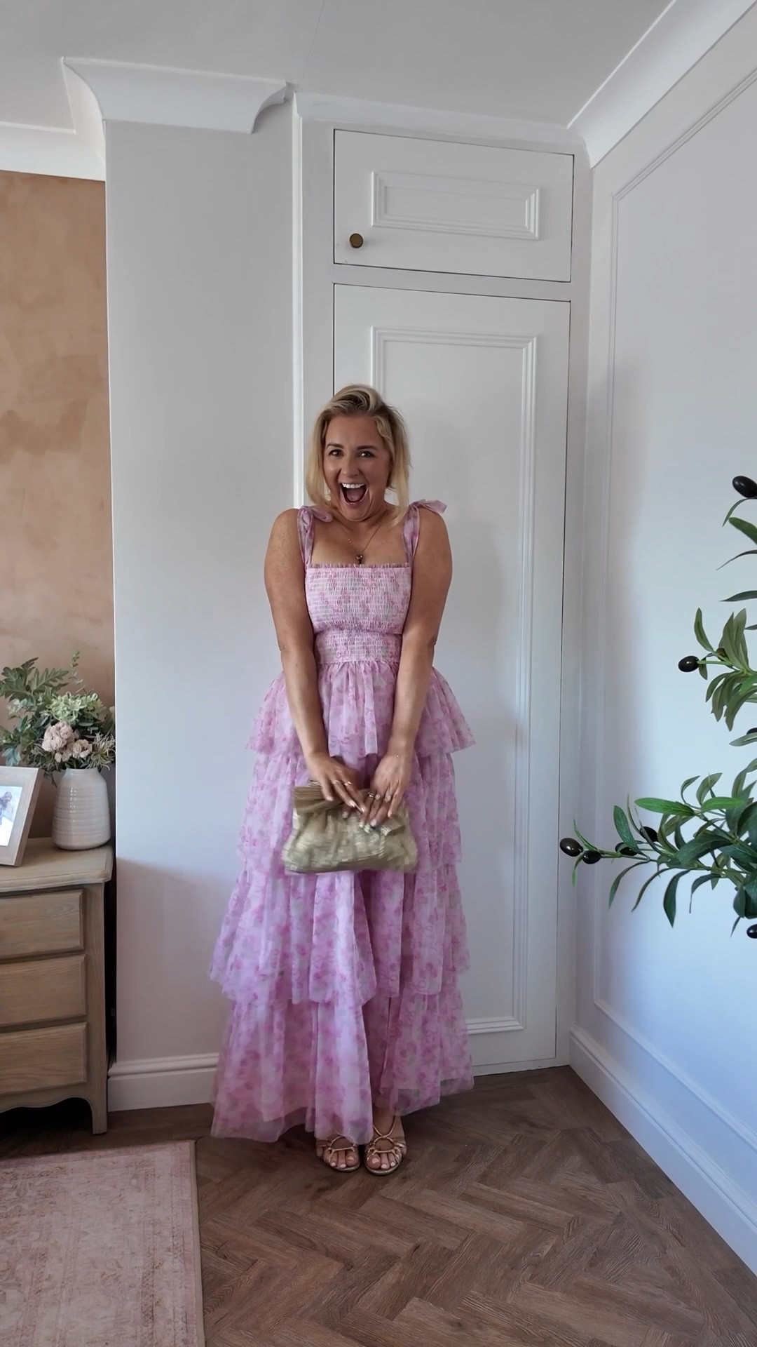 First dress: Amy Jane London (L)
Red check: Next
Dungas: Linked (L) and top (L)
Trousers: Beyond Nine and Top Next
Pink dress: Linked
Yellow dress: Made by SJP