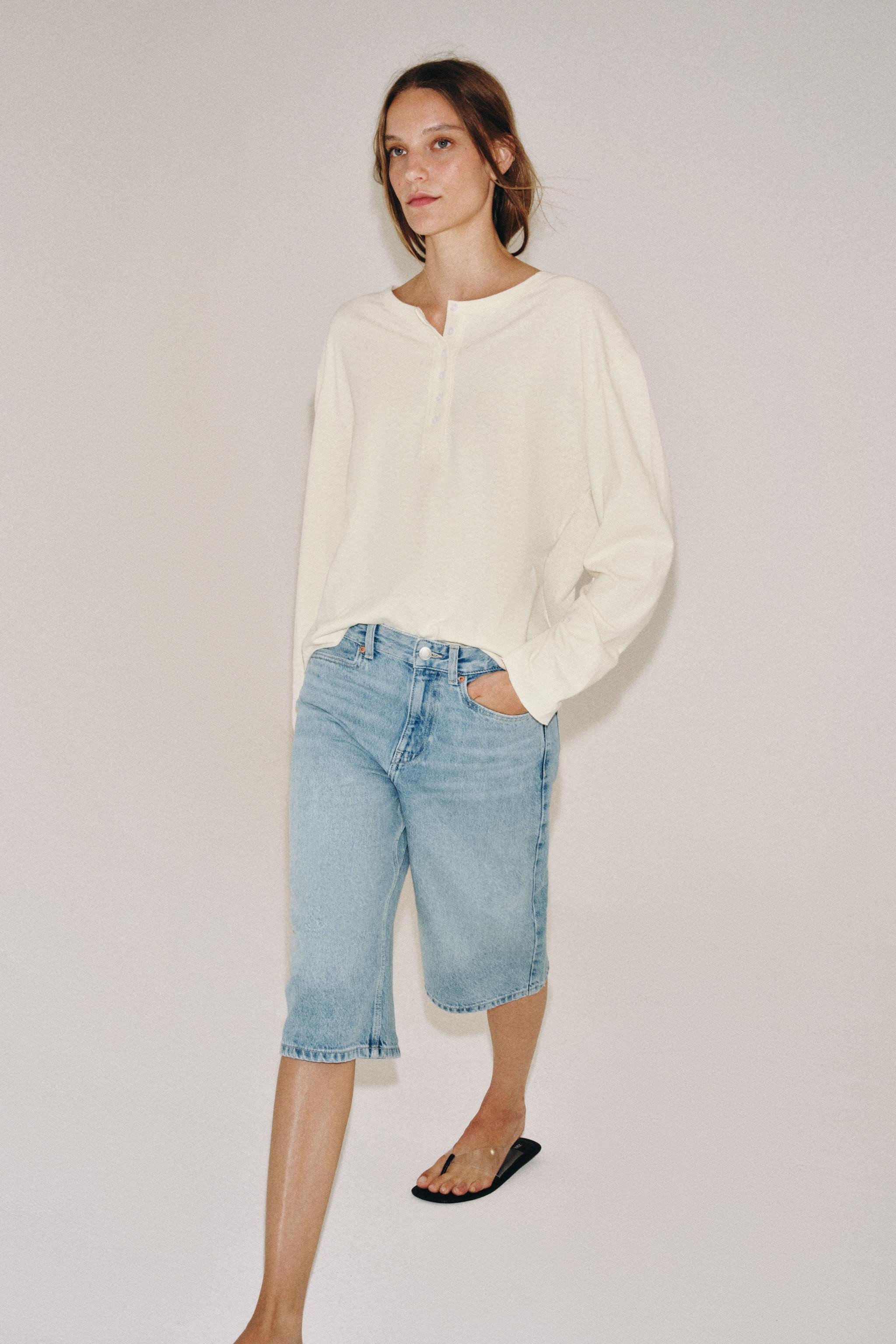 MID-RISE DENIM SHORTS ZW COLLECTION | Zara US