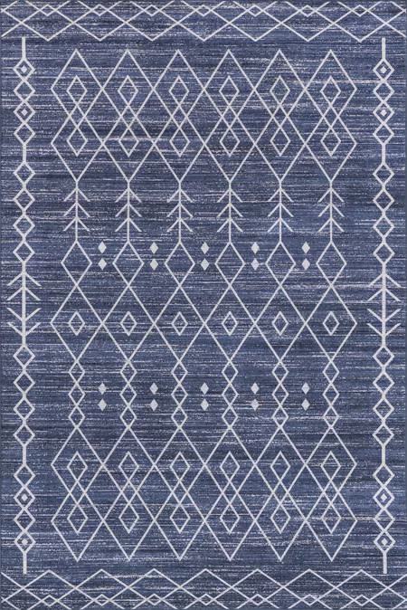 Navy Chelsea Trellis Washable Indoor/Outdoor 8' x 10' Area Rug | Rugs USA