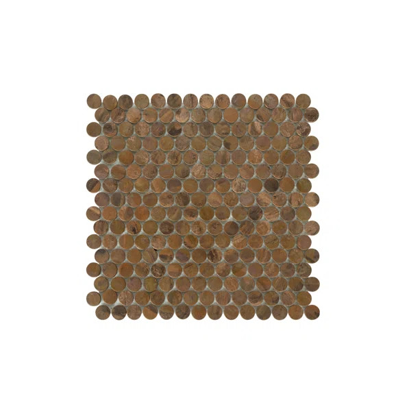 Twilight 1" x 1" Aluminium Penny Round Mosaic Tile | Wayfair North America