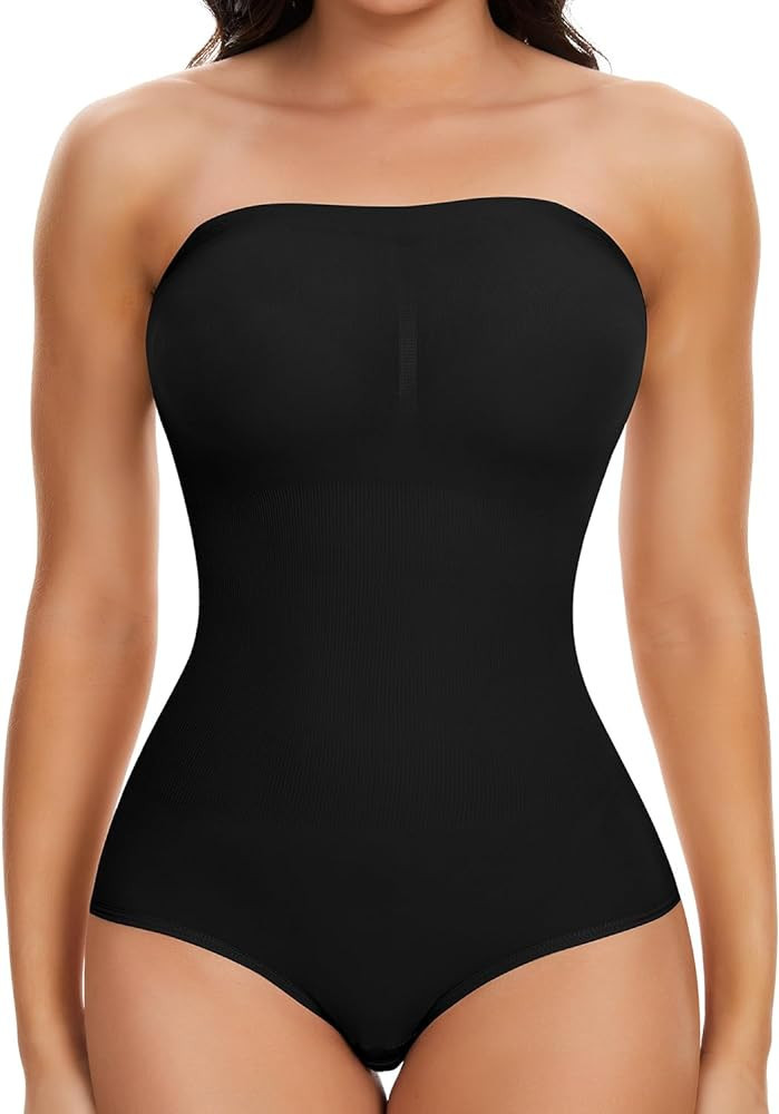JOYSHAPER Strapless Bodysuit for Women Tummy Control Seamless Shapewear Bodysuits Ribbed Body Sha... | Amazon (US)