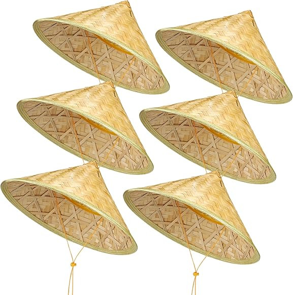 6 Pcs Bamboo Hat Retro Traditional Chinese Style Sun Hat Handmade Asian Straw Hat Conical Hat Bam... | Amazon (US)