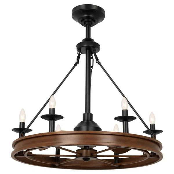 30 in. 6-Light Indoor 3-Blade Ceiling Fan with Light and Remote, Fandelier with Candle | Wayfair North America