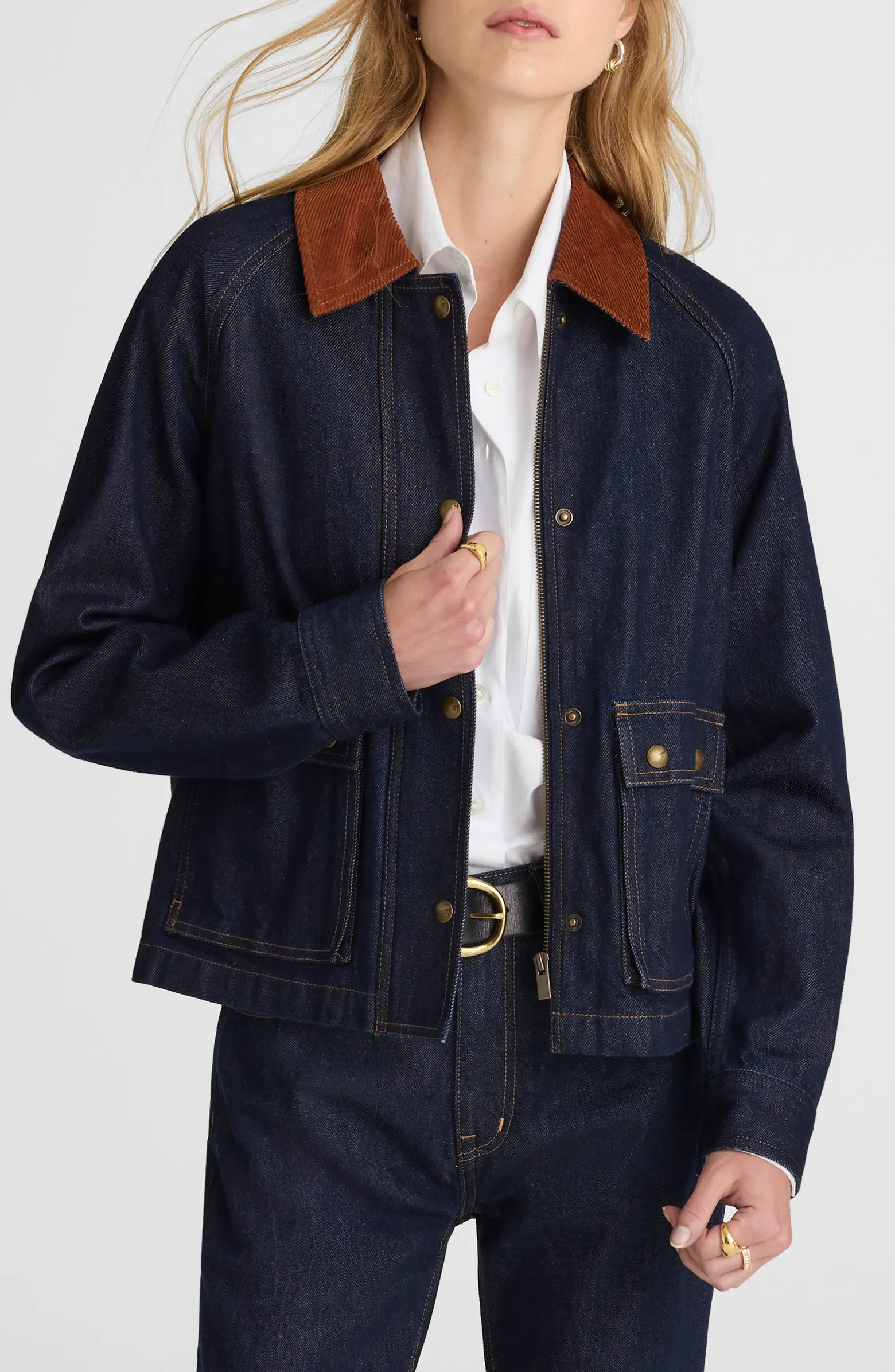 Madewell Corduroy Collar Denim Barn Jacket | Nordstrom | Nordstrom