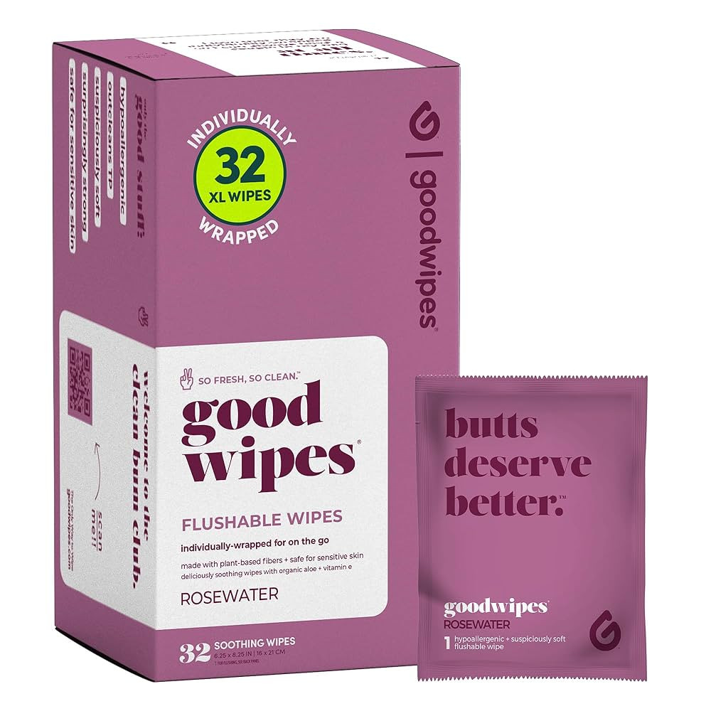 Goodwipes Flushable Wipes – Made with Vitamin E & Aloe – Soft, Individually Wrapped Butt & Fe... | Amazon (US)