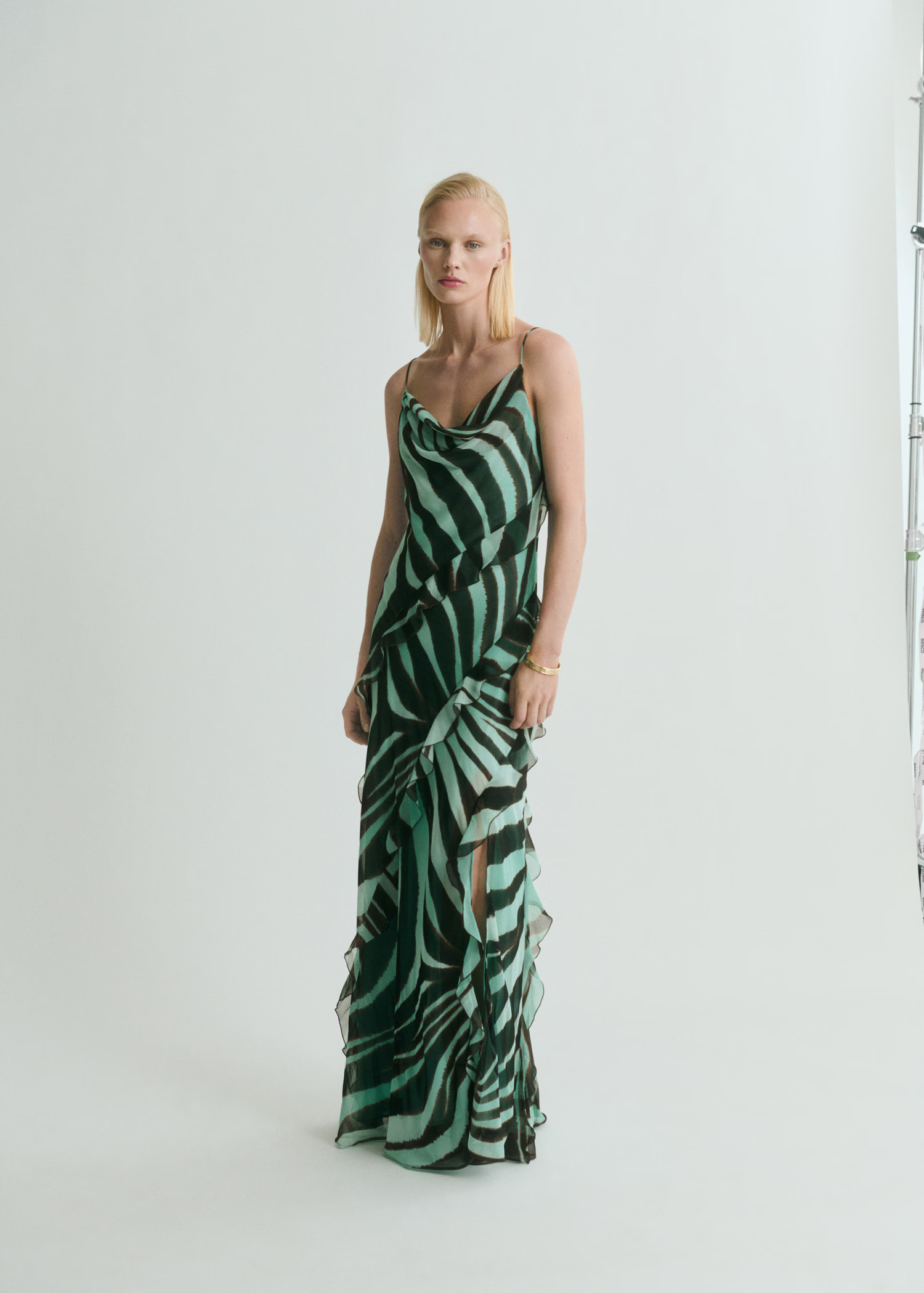 Zebra-print dress with ruffles | Mango (US/MX/AU)
