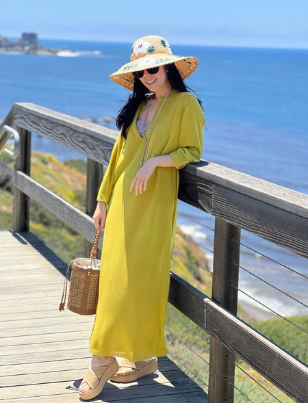 It was a beautiful weekend so I had the opportunity to wear this chartreuse midi dress! I paired it with my floppy flower hat, rattan bucket bag, and new woven crisscross wedge sandals.

#LTKFindsUnder100 #LTKShoeCrush #LTKSeasonal