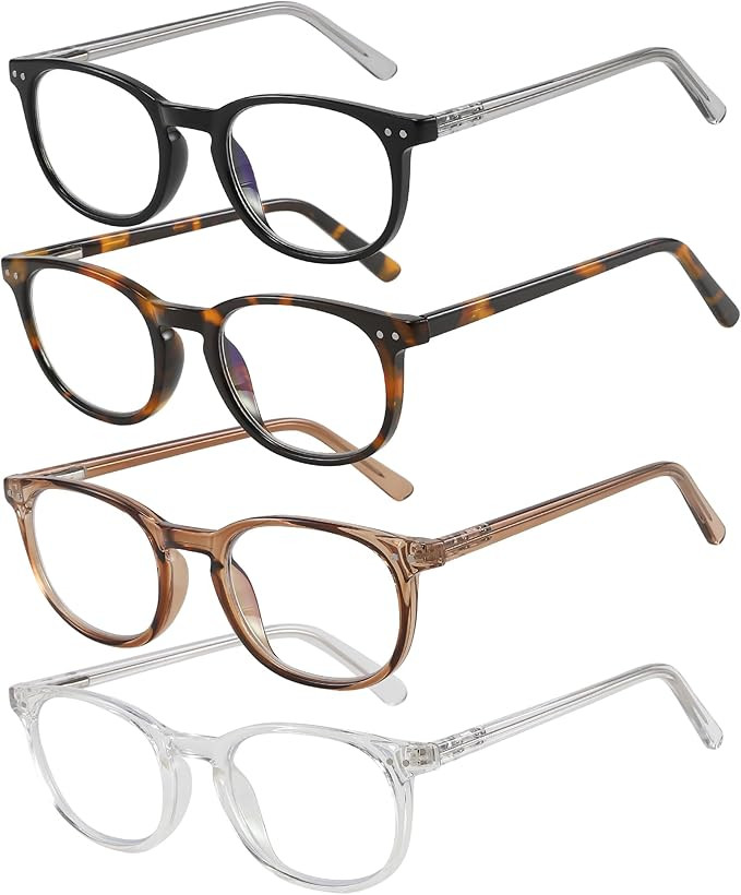 Reading Glasses for Women Men Square Oval Readers with Spring Hinge Anti UV Glare | Amazon (US)