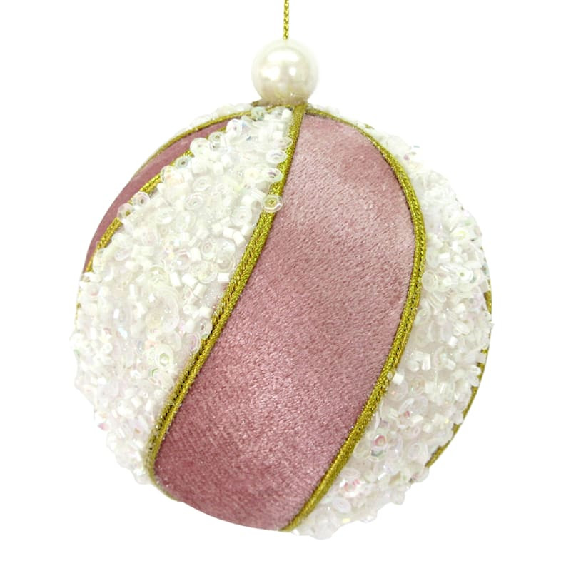 Pink Velvet Ball Ornament, 4" | At Home