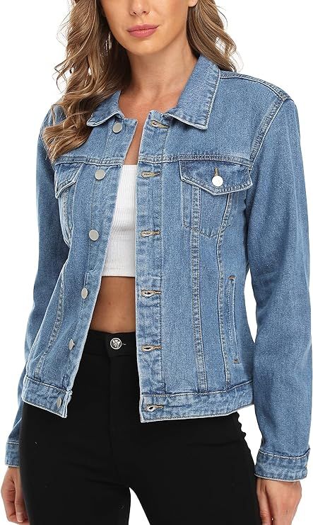 MISS MOLY Women's Denim Jackets Button Up Long Sleeve Basic Trendy Trucker Jackets | Amazon (US)