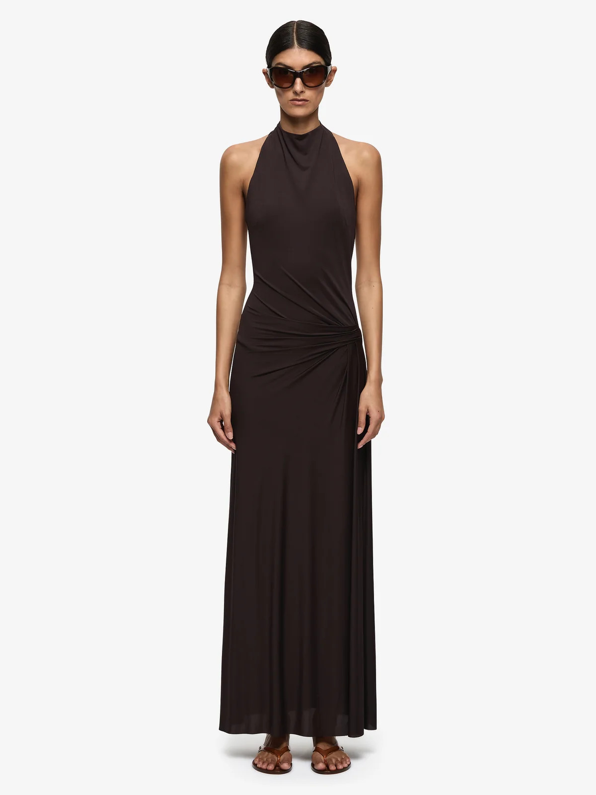 COURT HALTER MAXI DRESS - DARK CHOCOLATE | Bec & Bridge (Global)