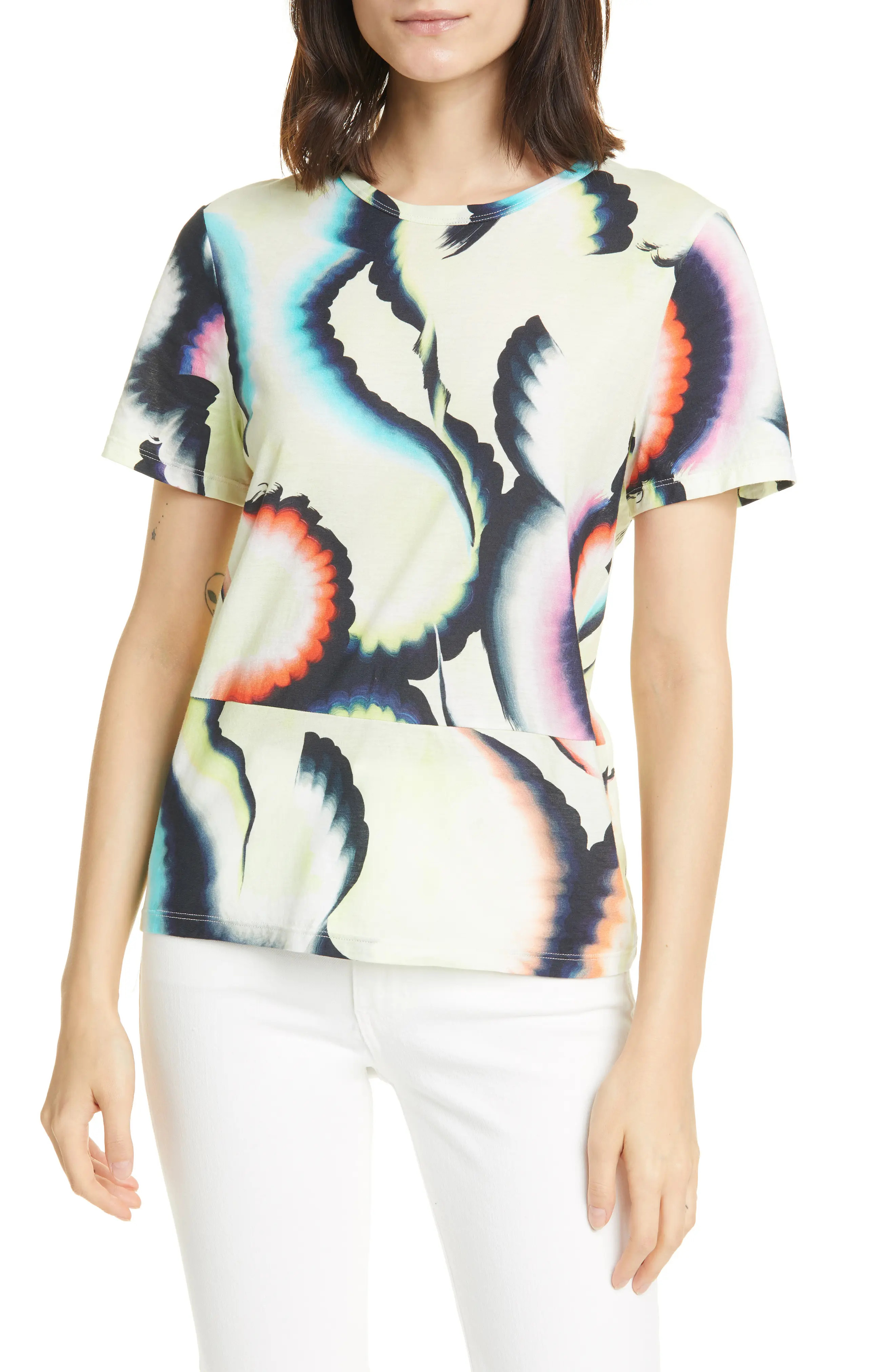 Women's A.l.c. Lillian Cotton Graphic Tee, Size Large - Yellow | Nordstrom