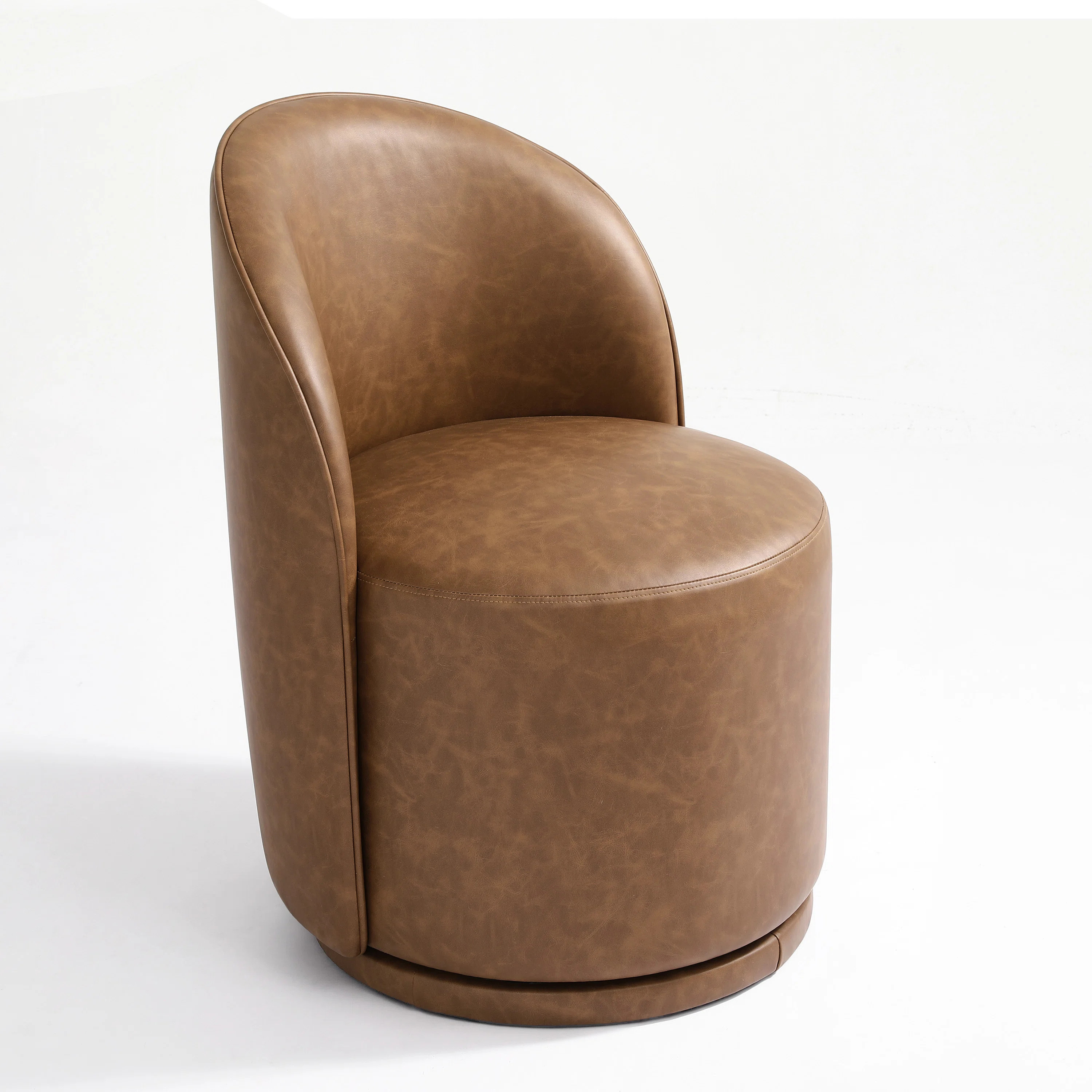 PU Leather Barrel Swivel Armless Dining Chair | Wayfair North America