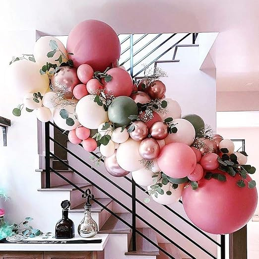Rose Red Balloon Garland Arch Kit – 102 Pack Olive Green Rose Red Blush Balloons ,Metallic Rose... | Amazon (US)