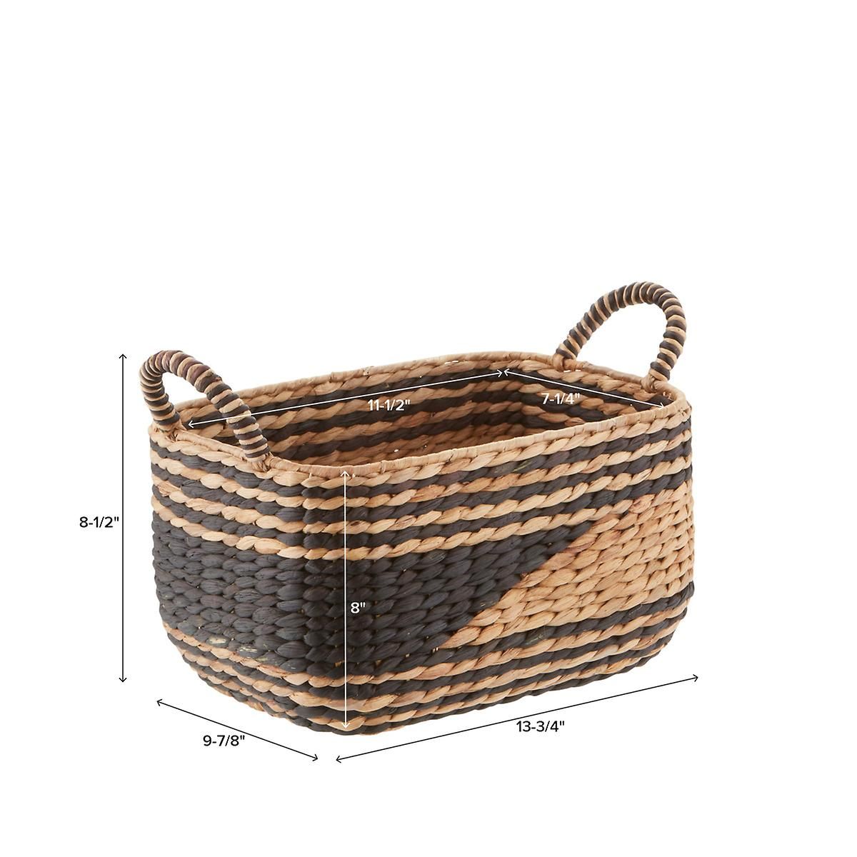 Small Water Hyacinth Basket W/Handle Natural/Black | The Container Store