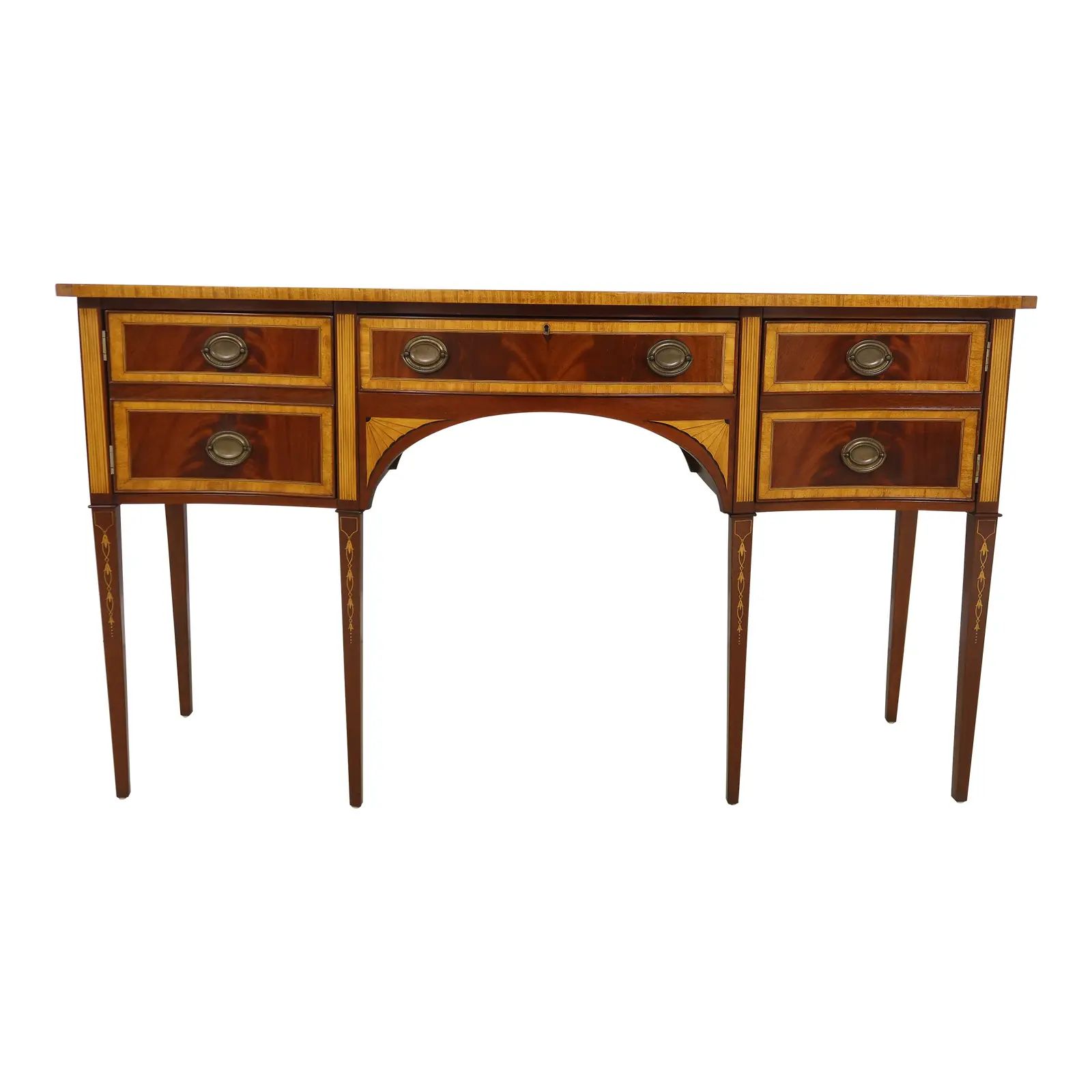 Federal Style Satinwood Inlay Mahogany Sideboard | Chairish