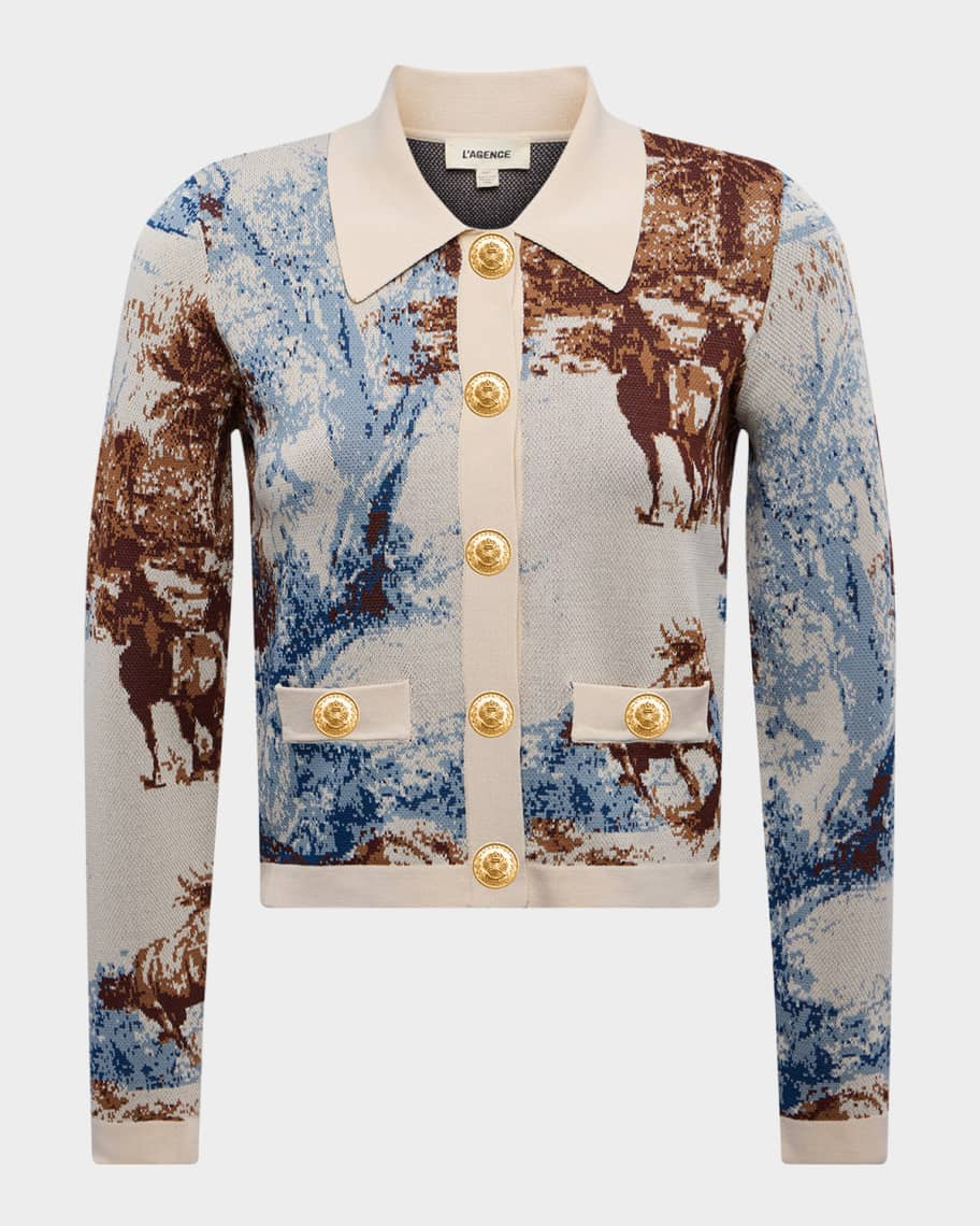 L'Agence Western Toile Osiris Jacquard Cardigan | Neiman Marcus