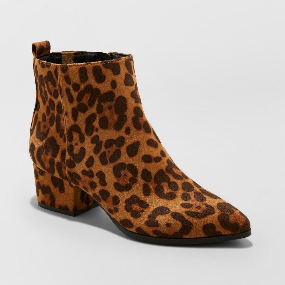 Women's Valerie Microsude Leopard Print Wide Width City Ankle Fashion Boots - A New Day 8.5W, Size: 8.5 Wide | Target