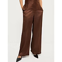 Chocolate Brown Wide Leg Satin Fabric Trousers | George at ASDA