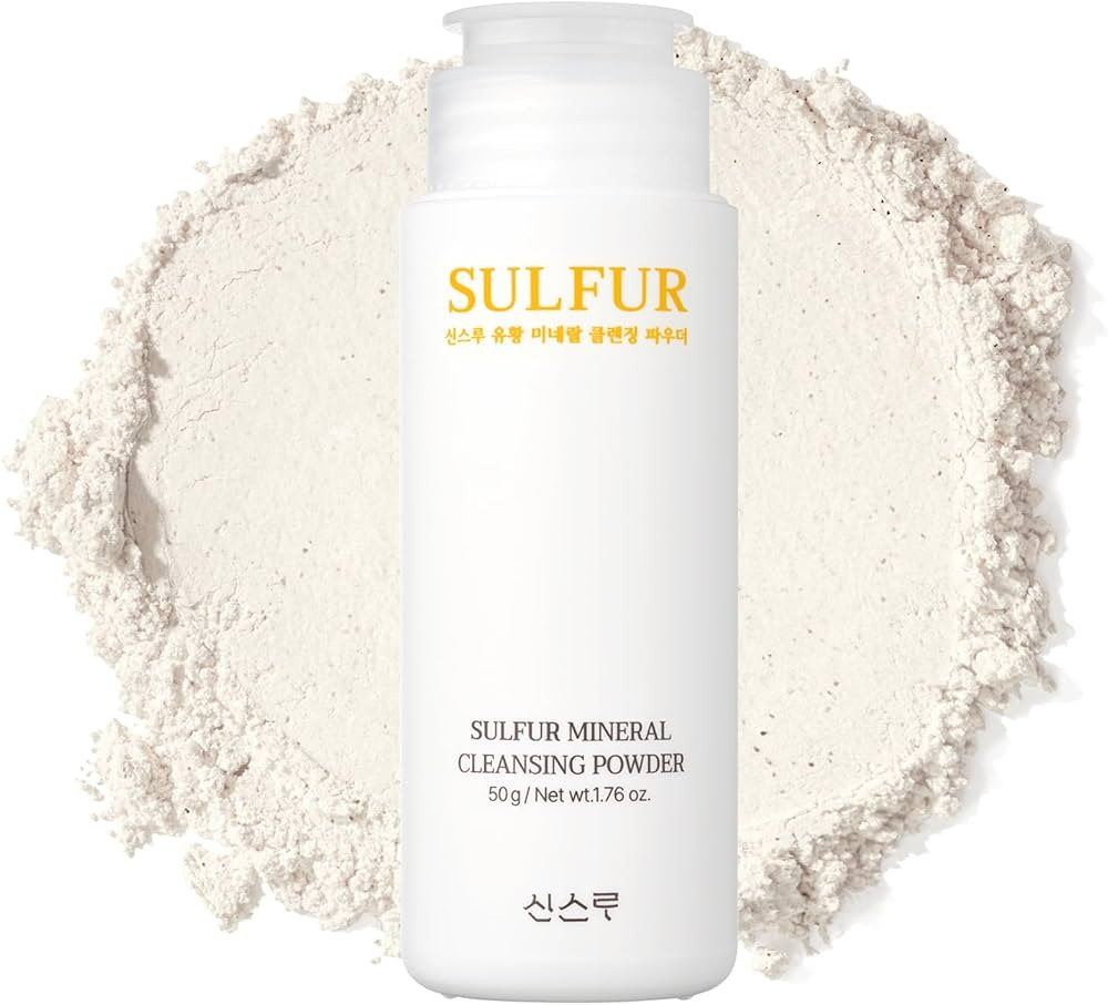 Sulfur Mineral Cleansing Powder, Exfoliating Facial Wash with Enzymes and PHA for pores and black... | Amazon (US)
