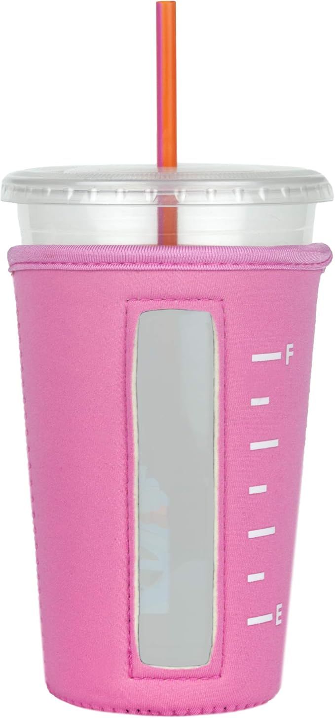 Insulated Neoprene Cup Sleeve/Holder for Iced Beverages, Coffee, and Tea (Light-Pink, Medium) | Amazon (US)