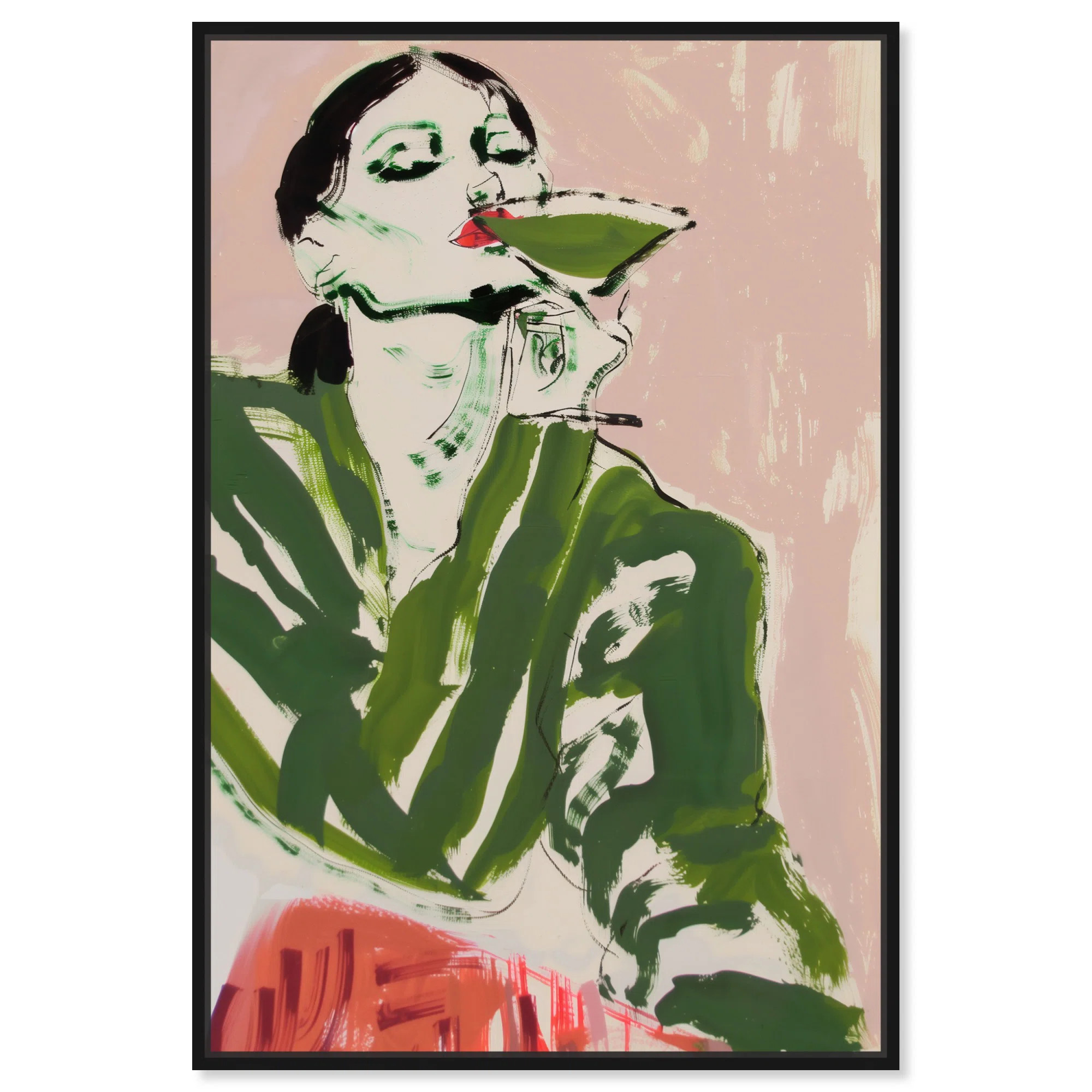 Art Remedy Green Martini Girl Canvas Boho Colorful Wall Art by Art Remedy | Wayfair | Wayfair North America