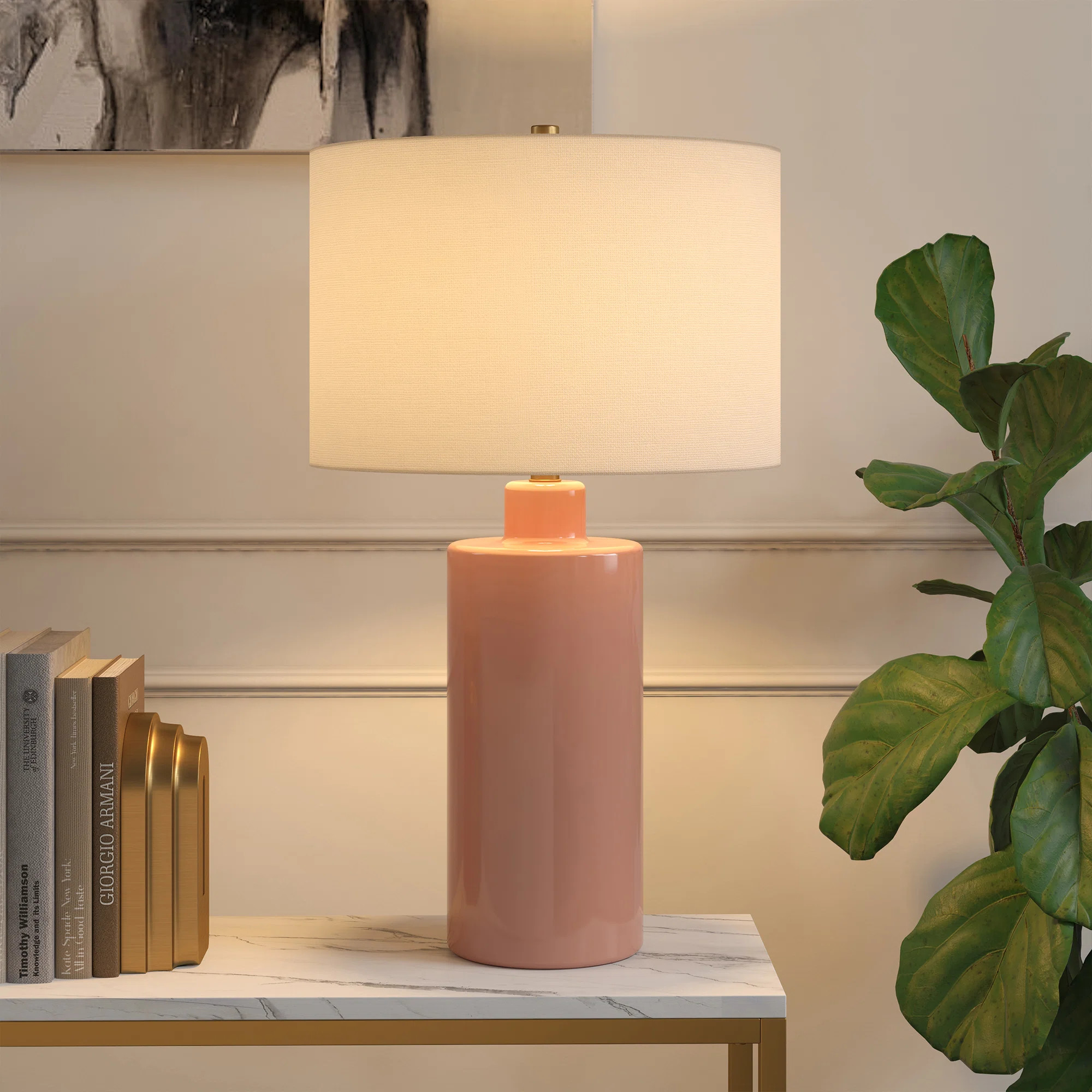 Latitude Run® Lunara 25" Tall Ceramic Table Lamp with Fabric Shade & Reviews | Wayfair | Wayfair North America