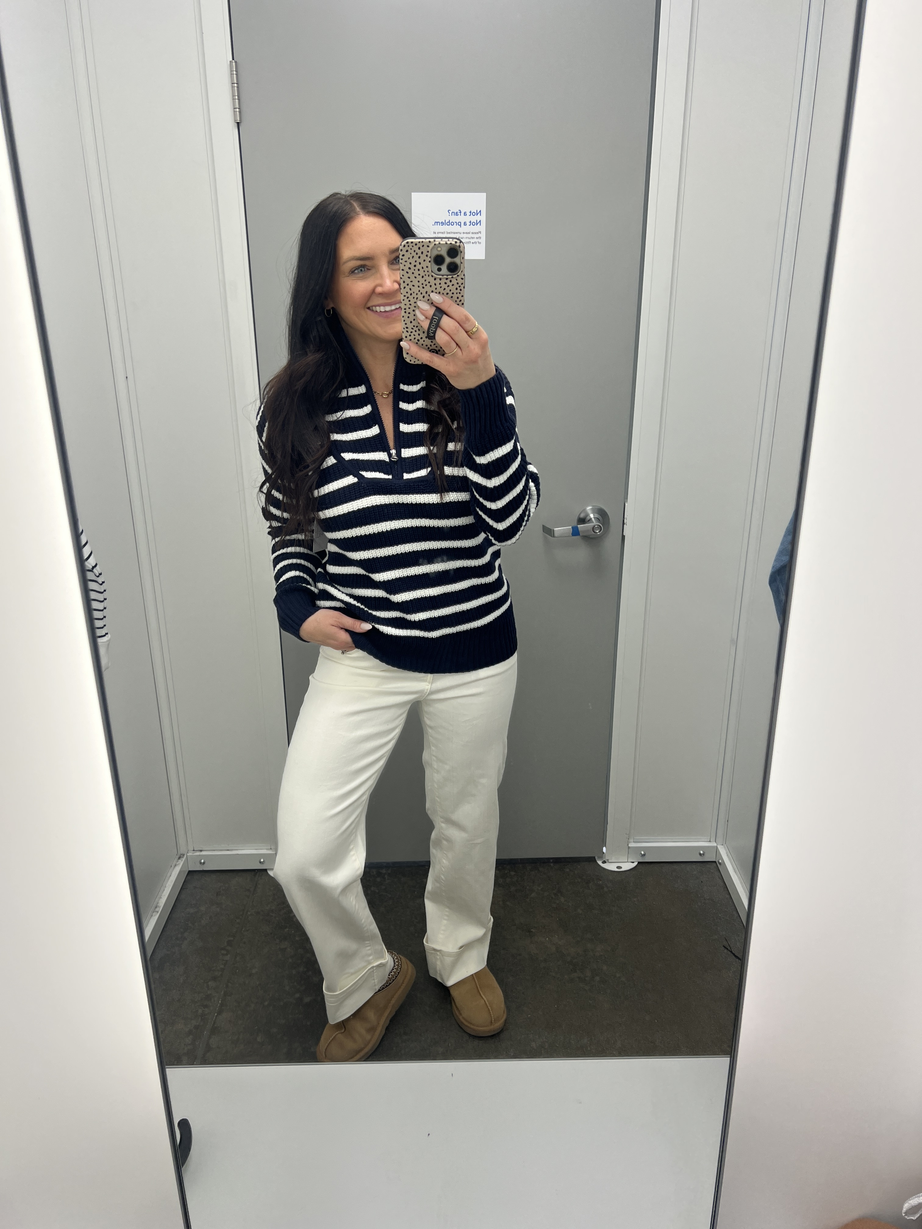 Quality is 10/10 on this sweater! Comes in a few stripe options and fits TTS. Wearing a small. 
Jeans are TTS and have contrast waistband. Perfect for petite girls! 


#LTKFindsUnder50
