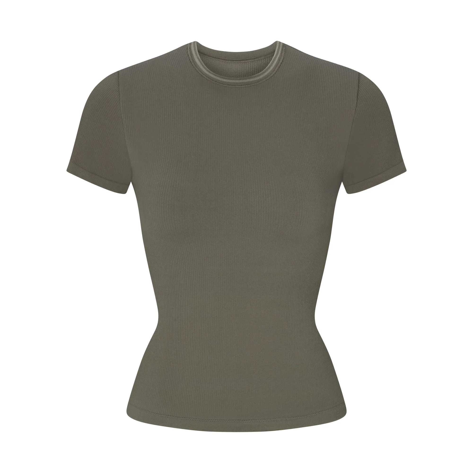 NikeSKIMS RIBBED SEAMLESS BABY TEE | DUSTY OAKMOSS | SKIMS | SKIMS (US)