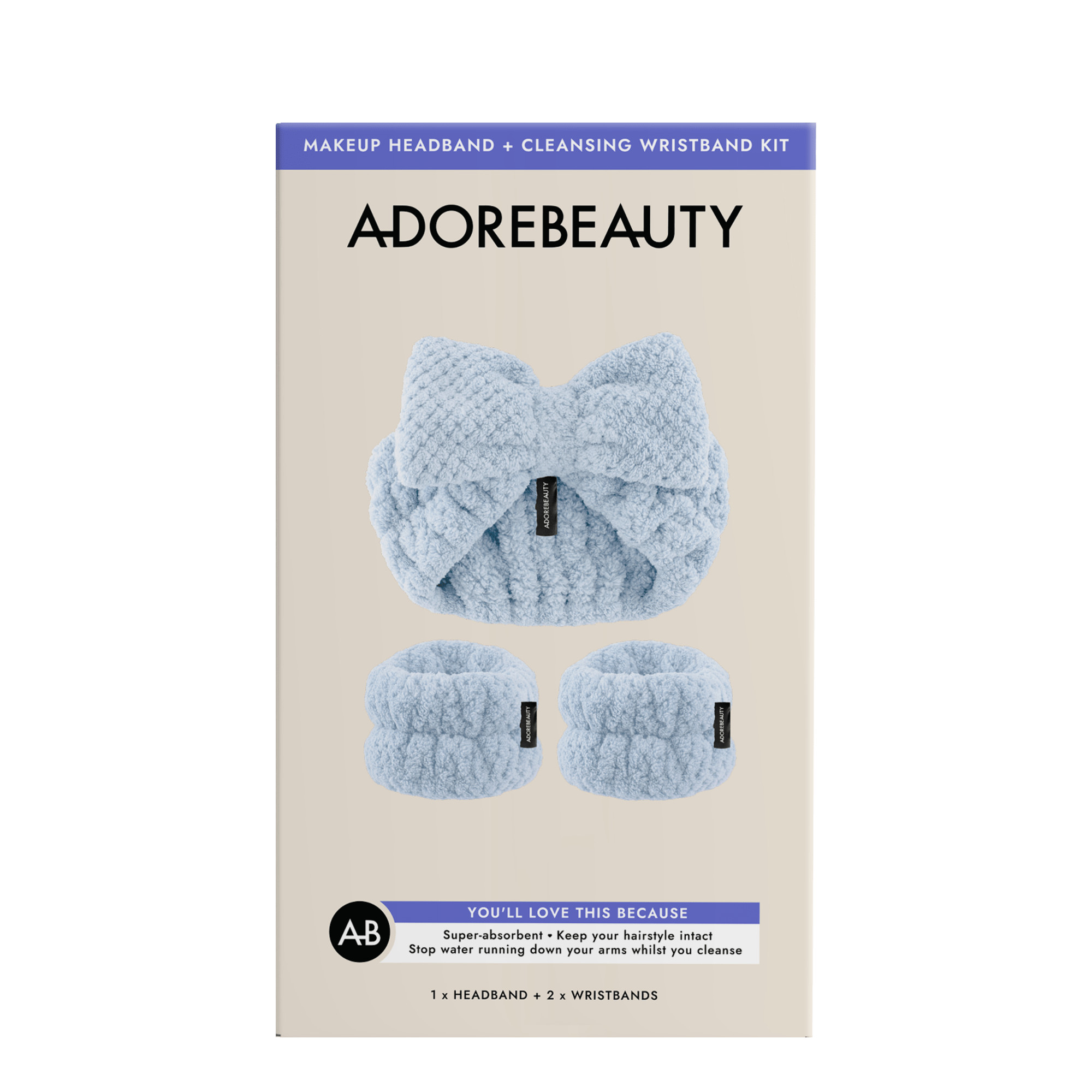 Adore Beauty Makeup Headband + Cleansing Wristband Kit - Blue | Adore Beauty (ANZ)
