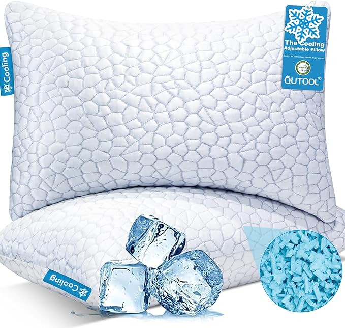 QUTOOL Cooling Pillows for Sleeping 2 Pack, Shredded Memory Foam Bed Pillows Queen Size Set of 2,... | Amazon (US)