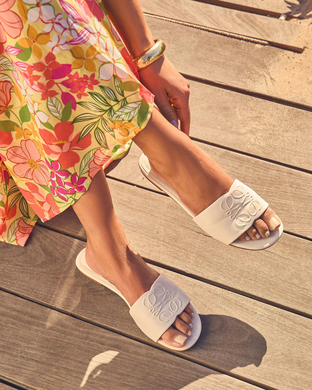 Santorini Sun Faux Leather Tonal Design Sandals | VICI