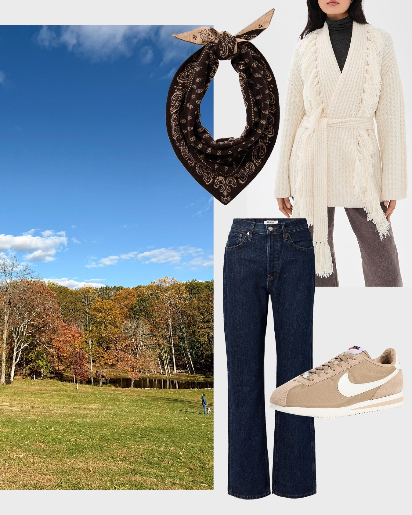 Easy weekend outfit, fall outfit, countryside, upstate outfit, cardigan, sweater, jeans, sneakers, scarf.

#LTKTravel #LTKSeasonal #LTKstorytime