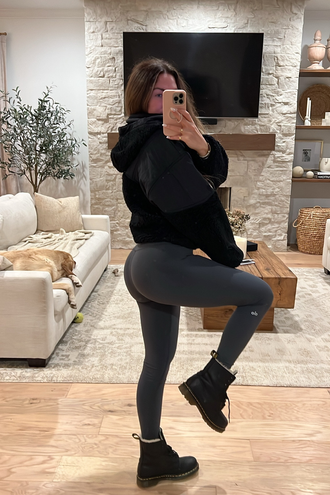 Leggings are winter warm! So comfy. In the small

Jacket is oversized! In the xs 

Xs in tee 

Sized up to a 9 in boots 

#LTKshoecrush #LTKtravel #LTKSeasonal