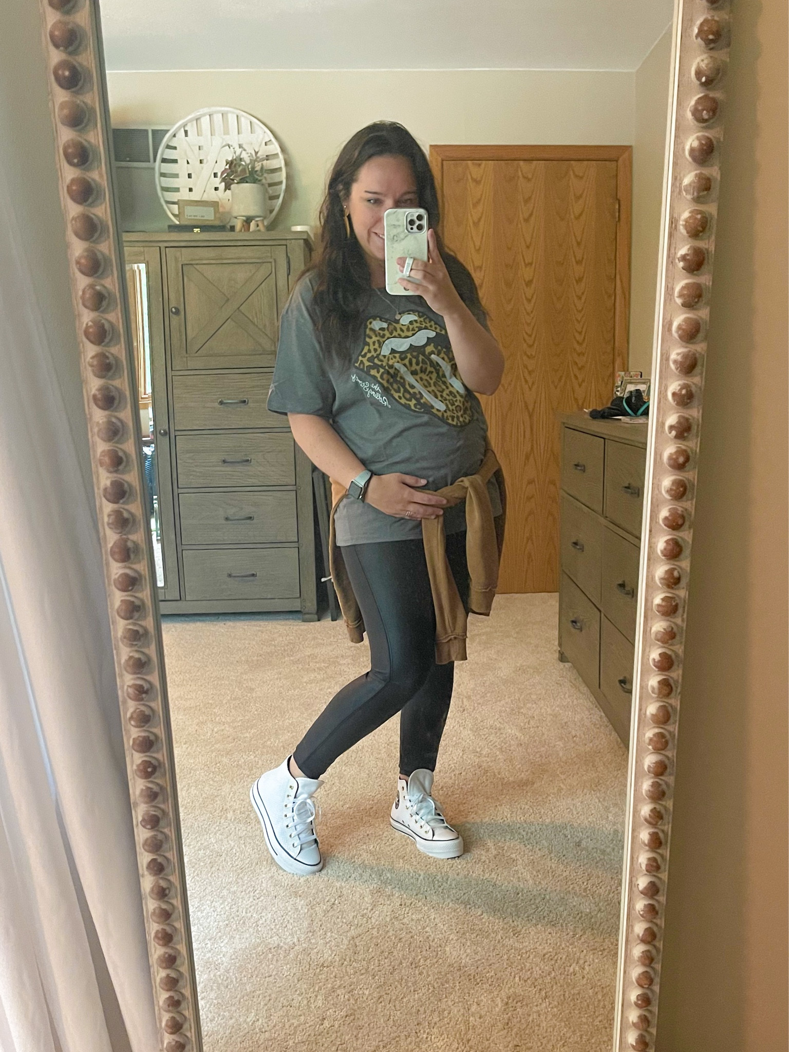 Bump fall styled graphic tee. Faux leather leggings. Spanx. Converse. High tops.

#LTKSeasonal #LTKbump #LTKstyletip