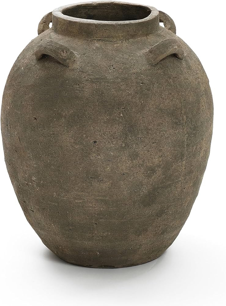 LuxenHome Rustic Ceramic Flower Vase,15 Inch Tall Brown Terracotta Cauldron Vase for Living Room ... | Amazon (US)