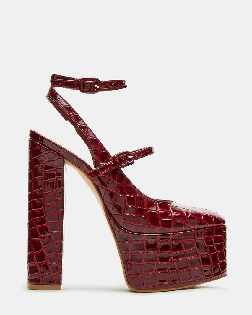 SCOTLYN Red Crocodile Women's Platform Block Heel | Steve Madden (US)