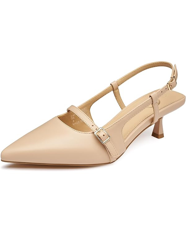 Trary Kitten Heels for Women,Slingback Closed Toe Heels for Women,Pointed Toe Sexy Women Heels,St... | Amazon (US)