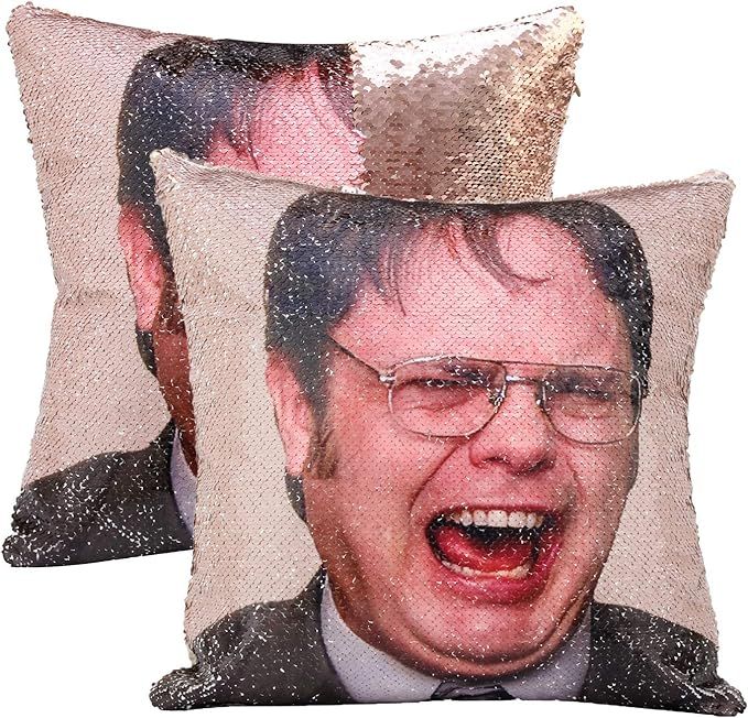 cygnus The Office Dwight Schrute Funny Gag Gifts Magic Reversible Sequin Pillow Cover Home Decora... | Amazon (US)