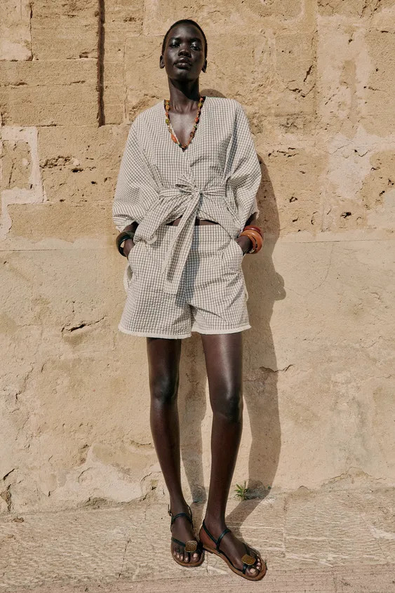 DISTRESSED PLAID SHORTS | Zara US