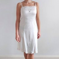 Vintage White Lace Midi Slip Dress/Nightie // Medium | Etsy (US)