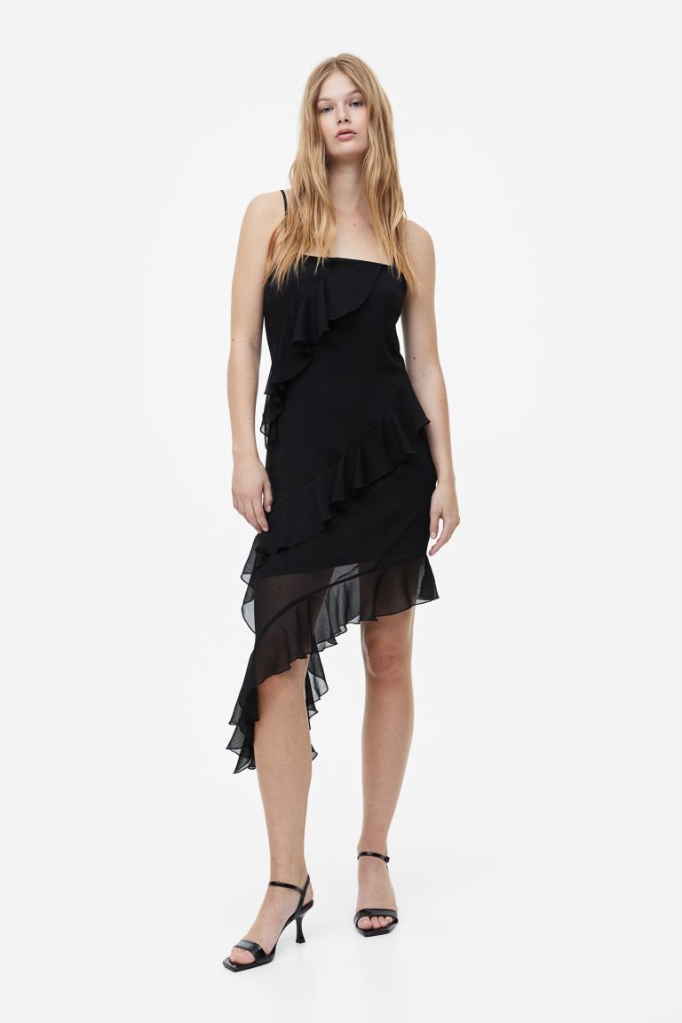 Flounce-trimmed Asymmetric Dress | H&M (US + CA)