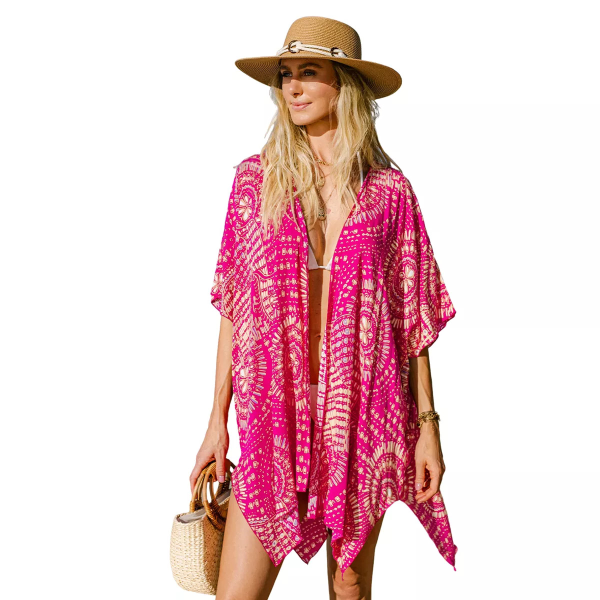 Women's Vibrant Printed Beach Cover Up Cardigan - Cupshe | Target